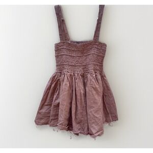 Women's Smocked Brown Cotton Tank Top Cottagecore Romantic 100% Cotton Small